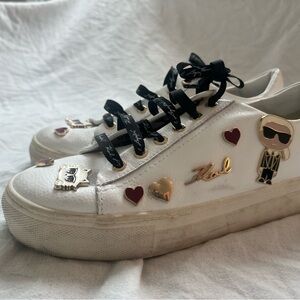 Karl Lagerfeld White Sneakers with Black Laces and Charms